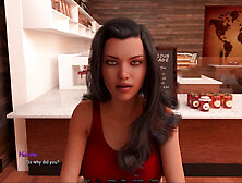 Teen stepdaughter in a visual novel porn game with big boobs and playful scenes