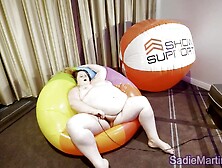 SSBBW Sadie Martins humping & deflating her inflatable beach ball
