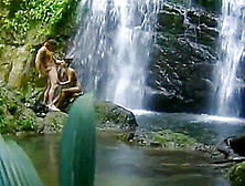 Sexy Siren Sucks And Fucks Under Waterfall