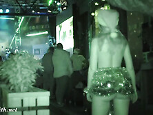 She Wore Only A Tinsel At Club! Public Flashing