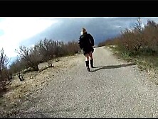 Knockout Bitch In A Black Coat Flashing Her Naked Body In Public.