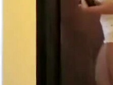 Girl takes pizza delivery in sweater and panties