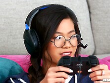 A Lazy Fisting Saturday: blonde lesbian babe Sarah Vandella and young petite Asian gamer Vina Sky