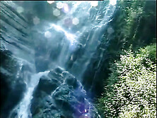 Beautiful Sexy Brunette MILF with Small Tits Masturbates Her Pussy at the Waterfalls
