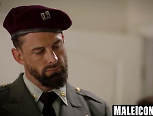 Michael Boston worships Alpha Wolfe muscled meat on his knees