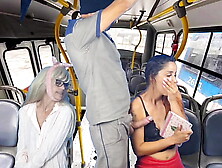 Worker takes out his penis and gropes women on the bus in public!
