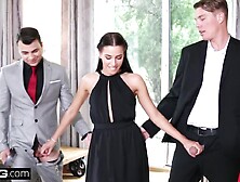 Eveline Dellai fellates and bangs 2 spunk-pumps at her bbq