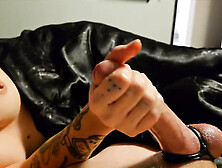 Sensual oiled edging handjob from goth teen gf ends in multiple cumshots