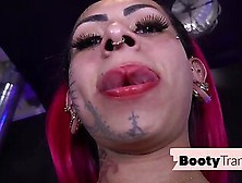 Inked Trans Latina Drilled In Her Big Butt After Sucking