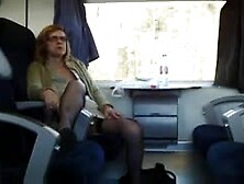 Mature couple fun on a train