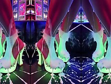 Hawt high heels on a counter in a nightclub with indecent cumshots on legs,  feet and heels.  AI-generated