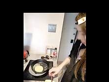A kinky bitch gets horny and inserts while baking pancakes #48-pancake