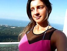 Gorgeous Brunette Melena Gets Naked Next To An Amazing View Outdoors!