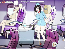 Busty chubby stewardess Jazziuu gives an epic blowjob on the plane