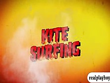 Lusty Huge Boobs Babes Enjoying Kite Surfing While Nake