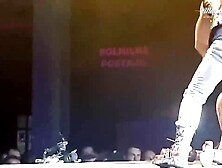 Sexy pornstar is getting fucked on the stage, during an gripping, live show in Slovenia