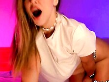 Cute Blonde Girl Riding With Her Dildo On Cam