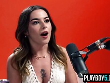 Small brunette hair teen sweetheart podcast interview and cunt masturbation