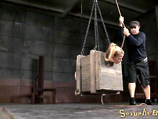 Boxed slave drilled hardcore roughly in BDSM porn shoot