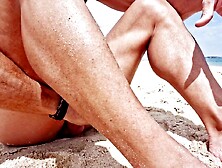Exhibitionist Sexy Man Jerks Off His Large Shlong Riskily On Public Beach