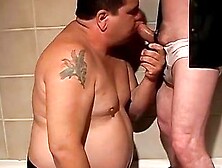 FILTHY PIG PISS - Leather fetish gay chokes on cock after being pissed on (Lisa Shadow)