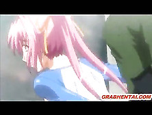 Tied up hentai gets hard fucked while her bondage friend watchin