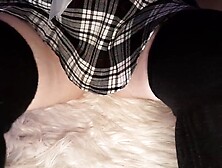 Mini skirt panty tease flashing knickers