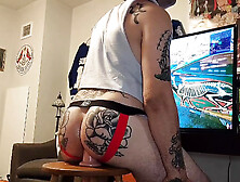 Tattooed Gaymur Opens His Ass While Attempting To Game