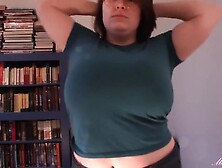 Huge Boobs In Huge Boob Tit Drop Blue Shirt