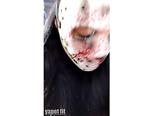 CHARMING BITCH IN LEGGINS WITH SHAVED AND WET TIGHT PUSSY