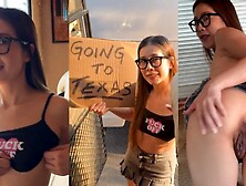 Japanese MILF Gets Nailed by White Hubby in a Campervan for a Free Ride to Texas