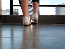 Ribald socks fetish, foot scent fetish, sock scent fetish. Domme Nika puts her feet on the thrall