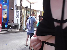 Exhibitionist Girl Shows Pussy And Tits In Public