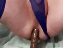 Sissy Pulls Panties Aside To Drill Ass With A Big Dildo