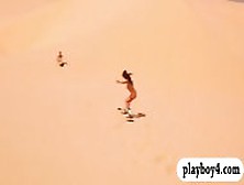 Huge Boobs Badass Girls Enjoyed Sand Boarding Naked