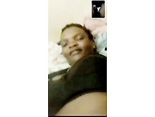 Ebony horny mama masturbating on video call with bbc giant cock guy