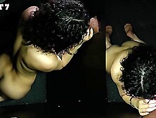 Amateur brunette Robbin Rose sucks a big cock through gloryhole