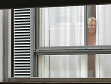 Topless Blonde Milf Watches Guy Jerk Window Voyeur