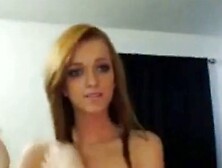 Teen blonde sucks dildo