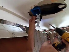 Handyman Is Giving A Tutorial Completely Naked,  Showing That Hard Cock