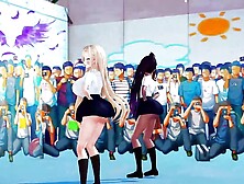 2 Huge Tits Schoolgirls Dancing + Gradual Undressing (3D Hentai)