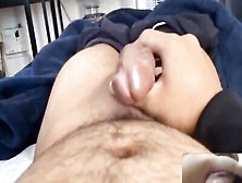 Hairy Man Strokes His Cock And Jizzes All Over His Tummy