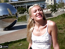 Russian Milf Angelina Flashes Her Tits In Public