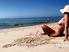 Sweet Naked Teenie Teasing Strangers at the Beach