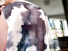 Horny girl cleaning house