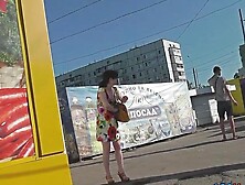 Upskirting clip shows an amazing petite ass of a lassie