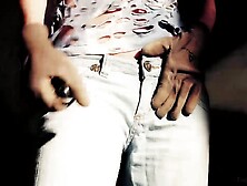 Hot Ginger Sits On A Carter Nd Plays With Her Shaved Pussy