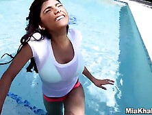 Mia Khalifa - chilling out in the pool with Sean Lawless