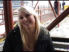 A fresh blonde in exchange for money gets touched and buggered in an underpass
