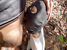 Deep Throat Action In The Woods: Masked Man Sucks My Enormous Cock Like A Pro